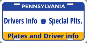 A blue and yellow pennsylvania sign with the words pennsylvania business information, special offer, sales and driver training.