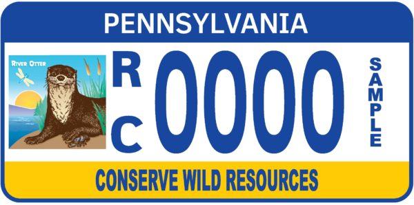 A pennsylvania license plate with the state logo and text " conserve wild resources ".