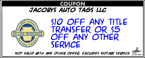 A coupon for the $ 1 0 off any service or transfer of one car.