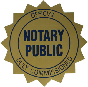 A gold seal that says notary public.