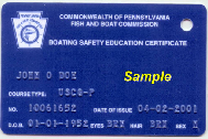 A sample of the pennsylvania boating safety education certificate.